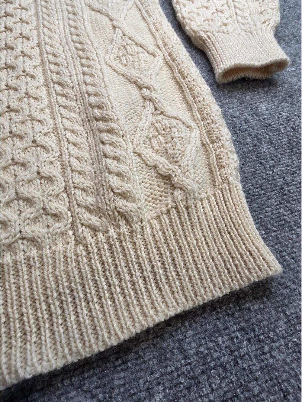 Vintage ARAN CRAFTS Fisherman Cable Knit Sweater Men's Size Medium Cream - Picture 4 of 6